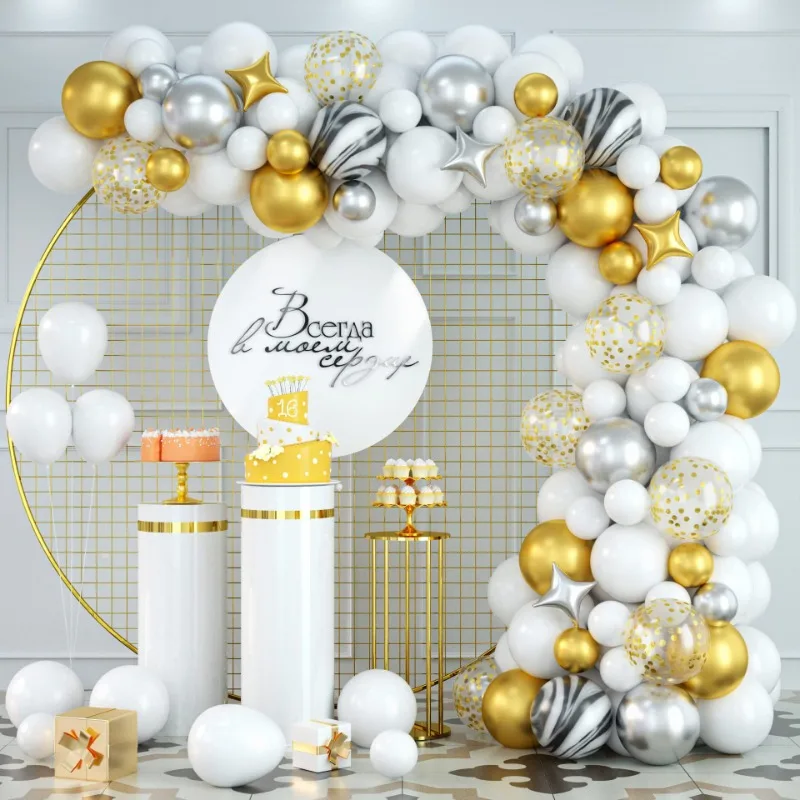 

Chrome Sliver Gold Balloons Garland Kit Star Foil Ballon Arch House Decoration Birthday Wedding Baby Shower Party Globos