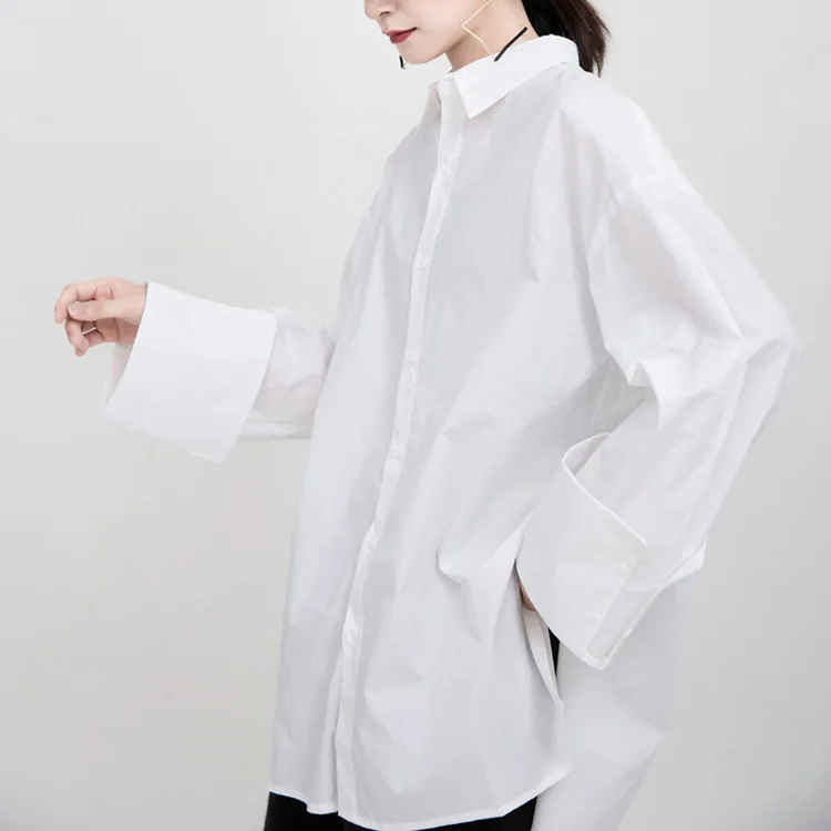 

Dark Style Long Sleeve Women's Shirt Pure Color Splicing Design Cotton Fabric Resistant to Deformation Spring 2024 Boutique
