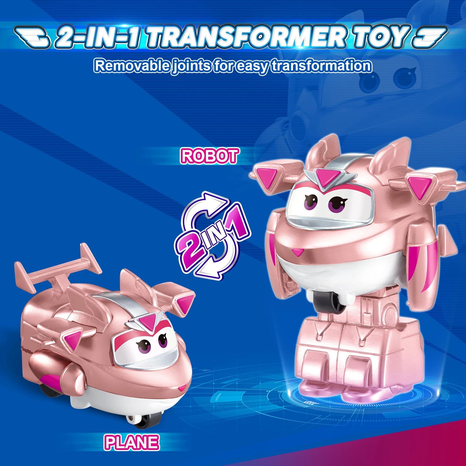 Super Wings Mini Traver 2 Inches Transform Robot to Plane in 3 Steps Action Figures Deformation Transforming  Anime Toys For Kid