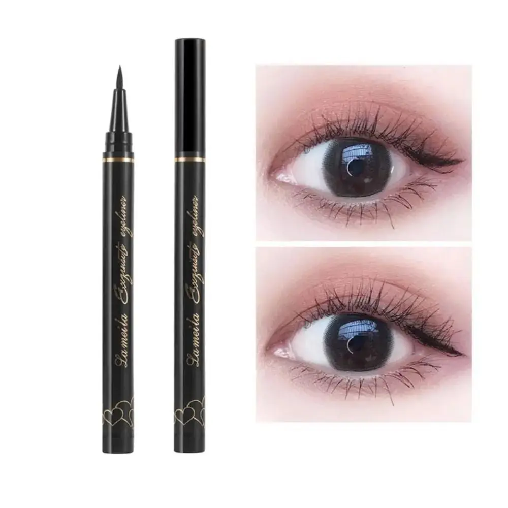 Eyeliner liquido alla moda con testa snella, resistente al sudore, a lunga durata, senza sbavature, penna per trucco nera ad asciugatura rapida