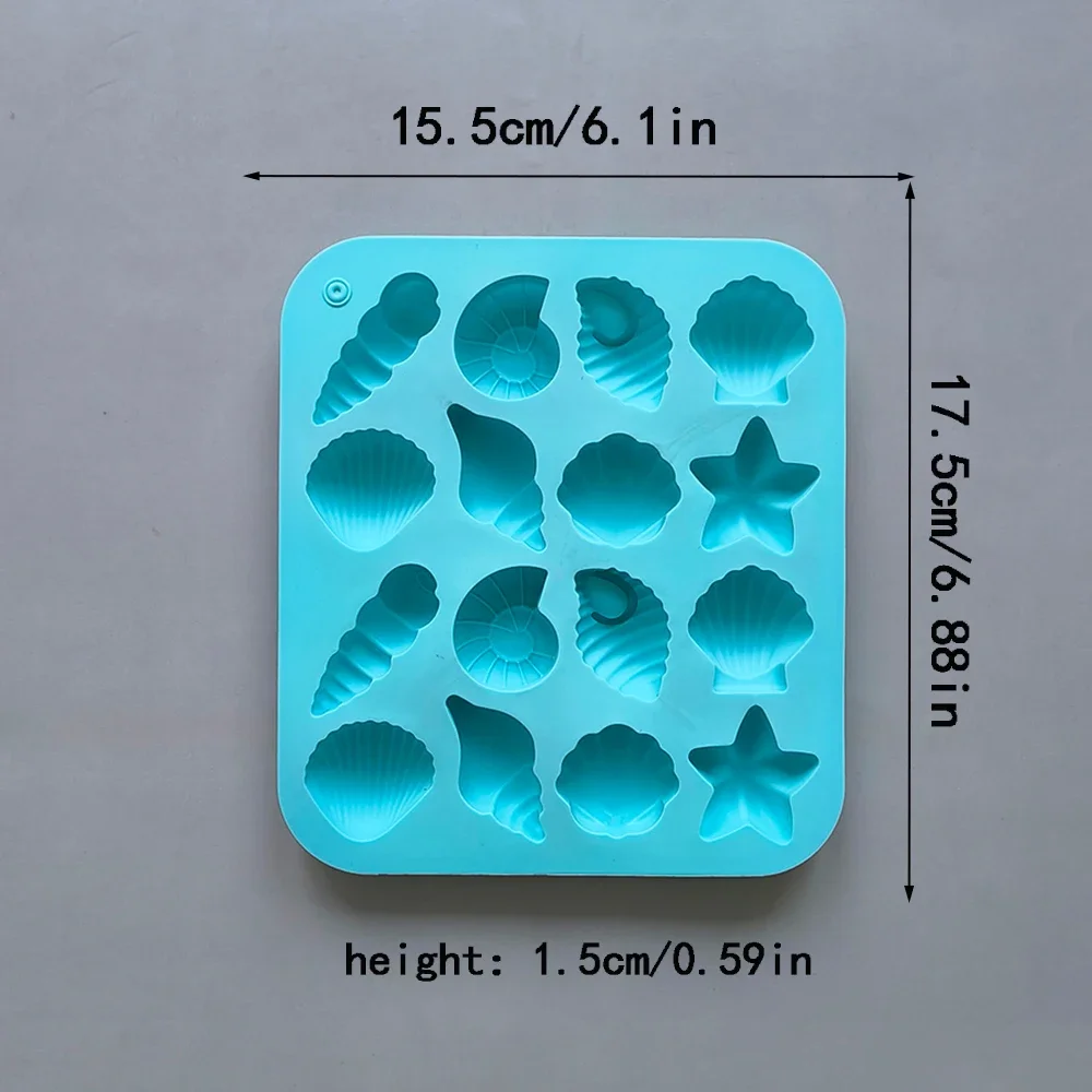 16 Cavity Shell Conch Starfish And Other Shaped Silicone Molds DIY Candy Mousse Pastry Pudding Chocolate Cake Baking Mold