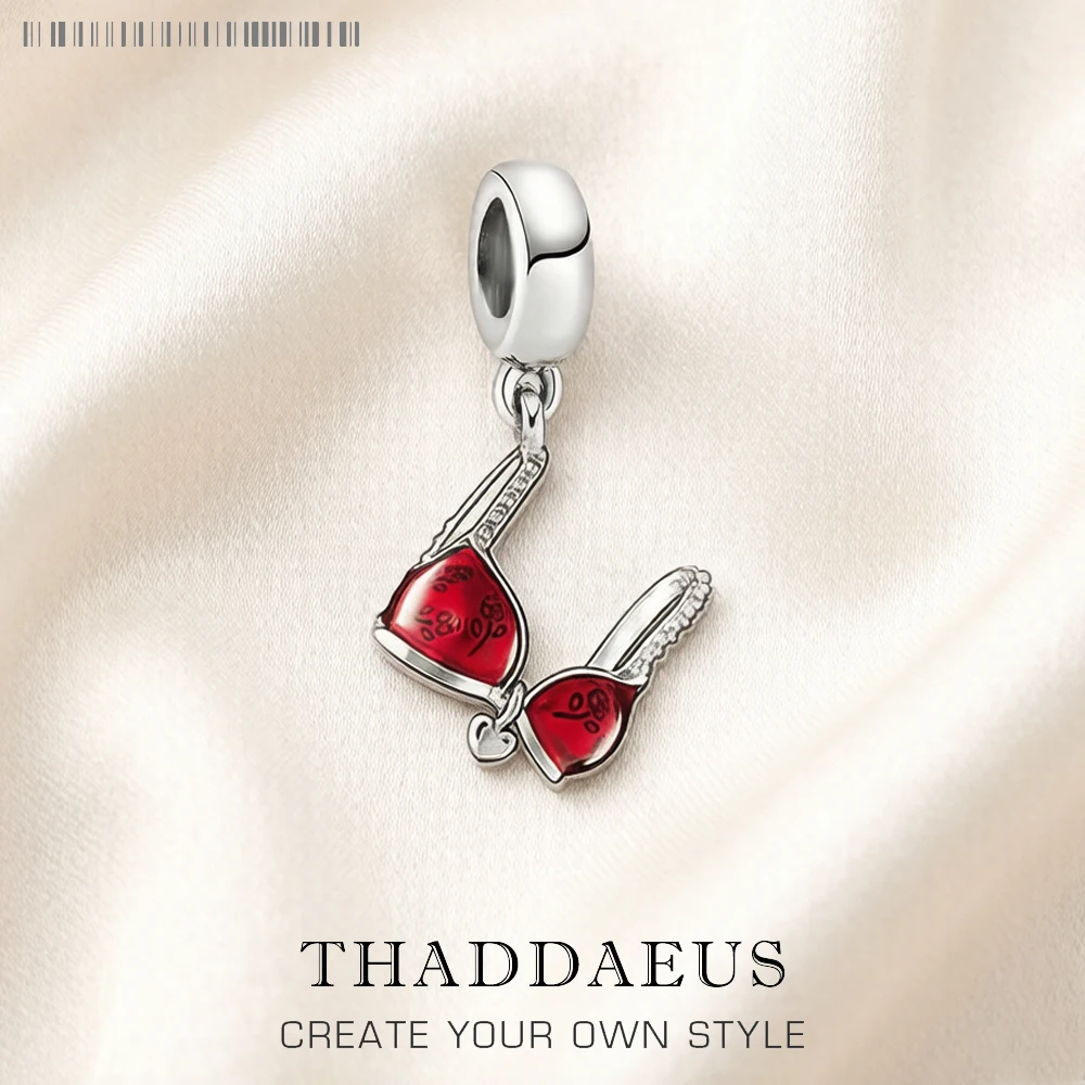 

Red Bikini Bra Pendant Dangle Charm For Women New 925 Sterling Silver Fashion Cute Gift