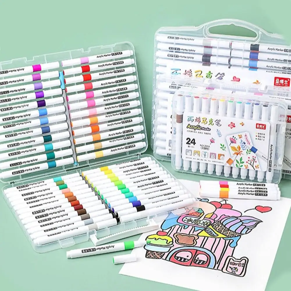 مقاوم للماء 12/24/36/48/60 ألوان الاكريليك ماركر اللوحة رسم فني اللوحة علامات أقلام Crafts بها بنفسك الحرف الكتابة على الجدران