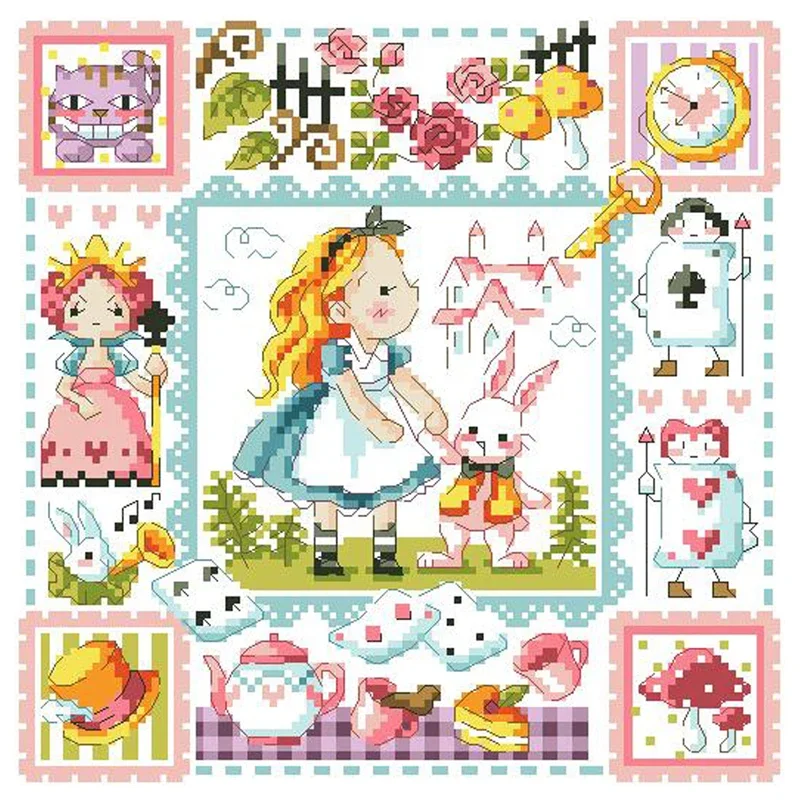 Amishop Gold Collection Lovely Counted Cross Stitch Kit Alice In Wonderland Fairy Tale Fairytale Fairyland SO 3182