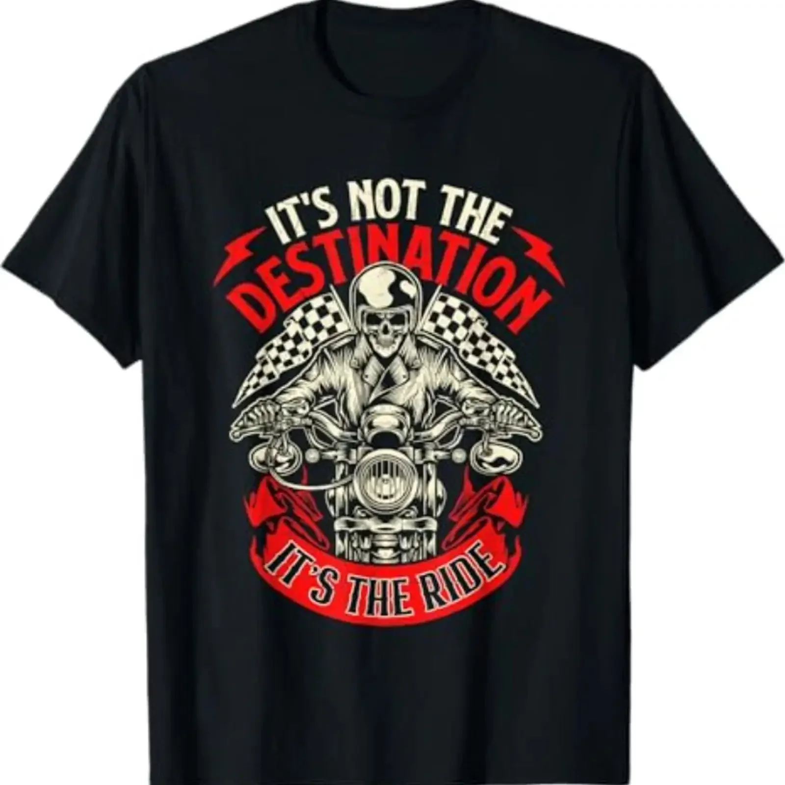 It's Not the Destination Ride Skull Bike Rider T Shirt vintage Washed graphic streetwear Top For Everyday Wear fashion Casual