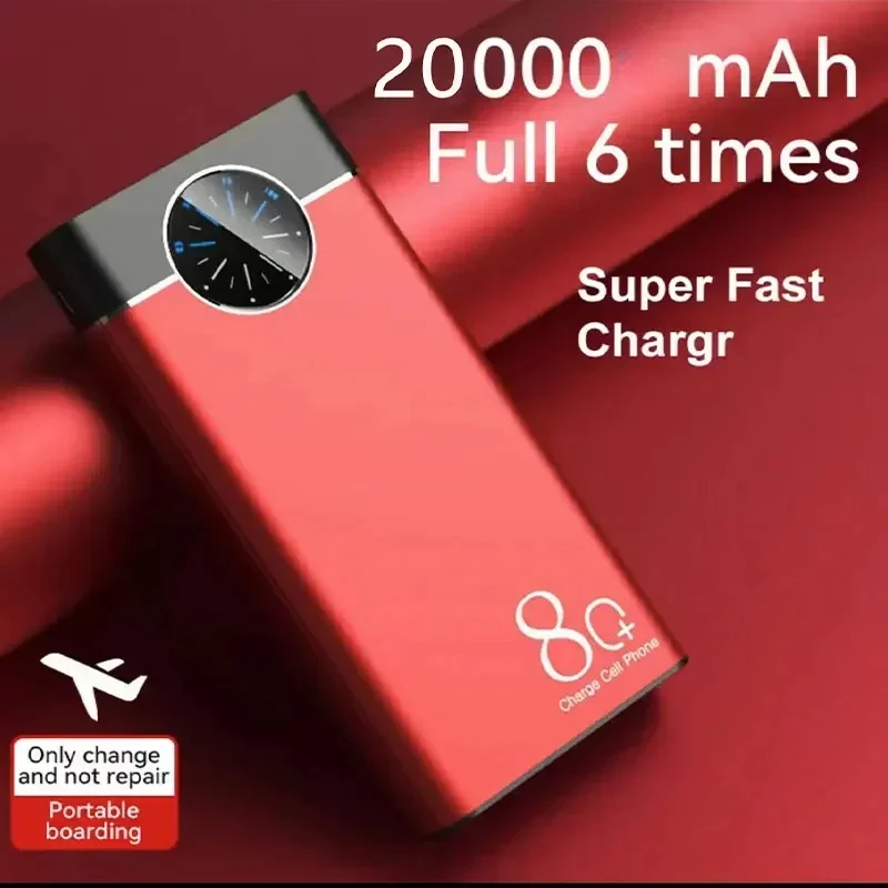 

20000mAh Large Capacity Aluminum Alloy Power Bank Multi-Socket Super Fast Charging Thin Portable Power Bank 2024 New Model
