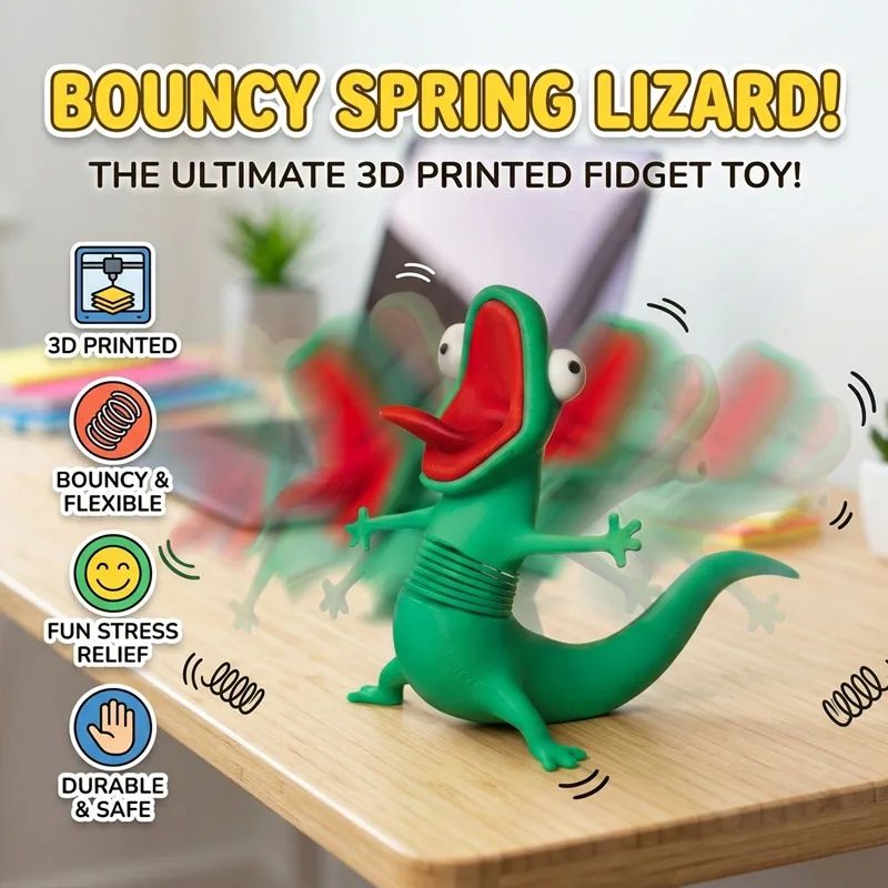 3D Printed Articulated Spring Lizard Toy Flexible Movable Joint Realistic Prank Novelty Toy Fun Ornament For Stress Relief