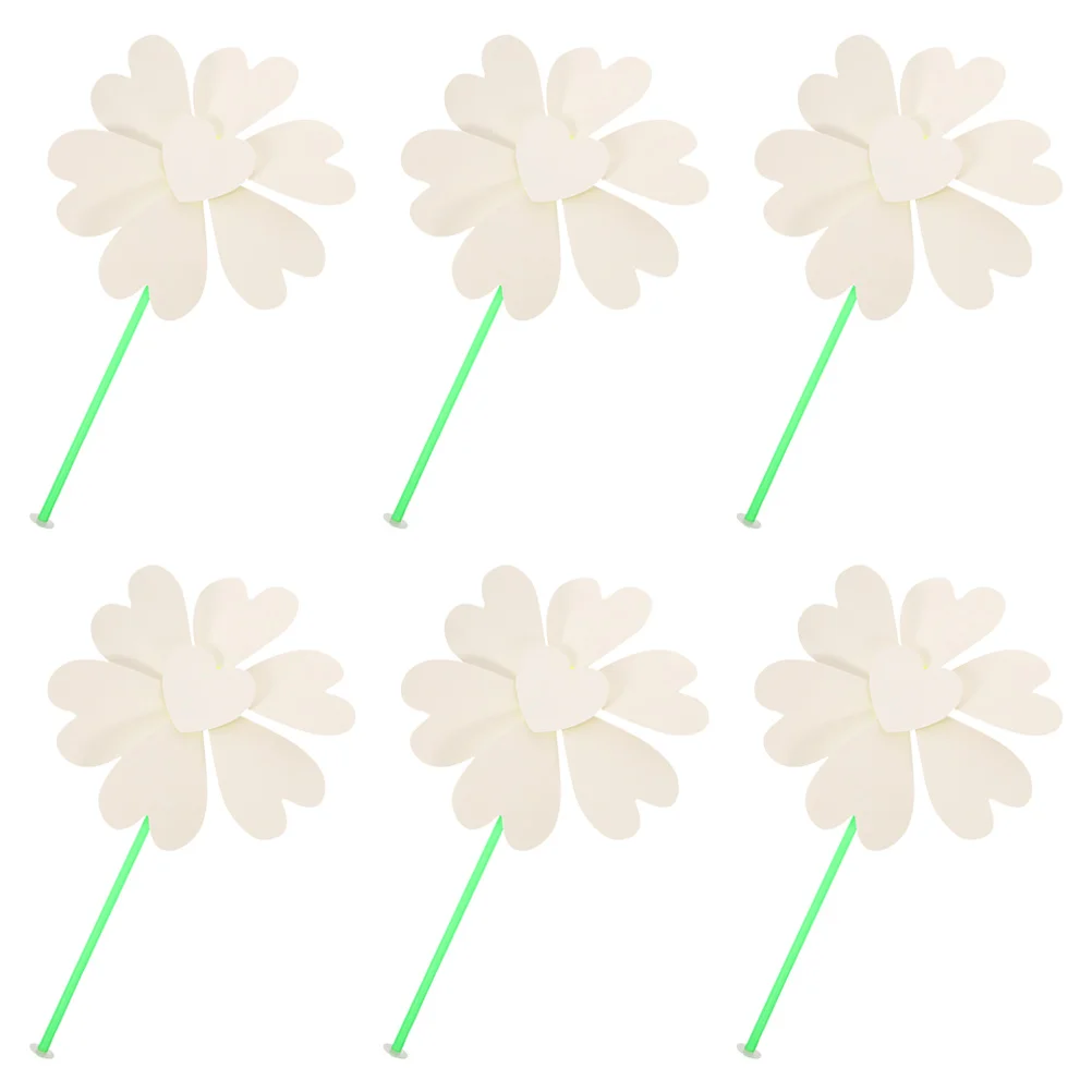 6 Pcs Kids Crafts Painting Windmill Blank Pinwheel Suite Party Favors Paper for Graffiti Child