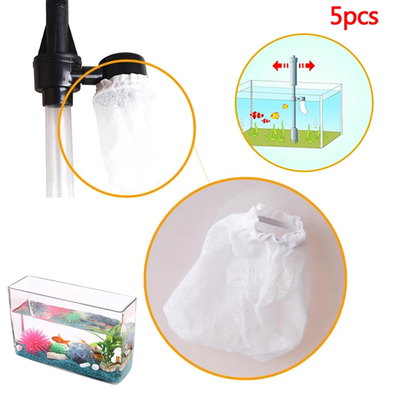 5Pcs Fish Tank Aquarium Siphon Filter Bags Electric Water Changer Gravel Cleaner Replaceable Mesh Bags Sand Washer Accessories