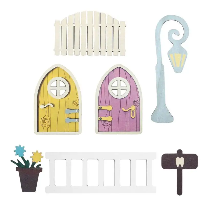 

Gnome Door 6 Pieces Fairy Garden Kit Doll House Door Fairy Garden Accessories Outdoor Elf Door Decoration Fairy House Supplies