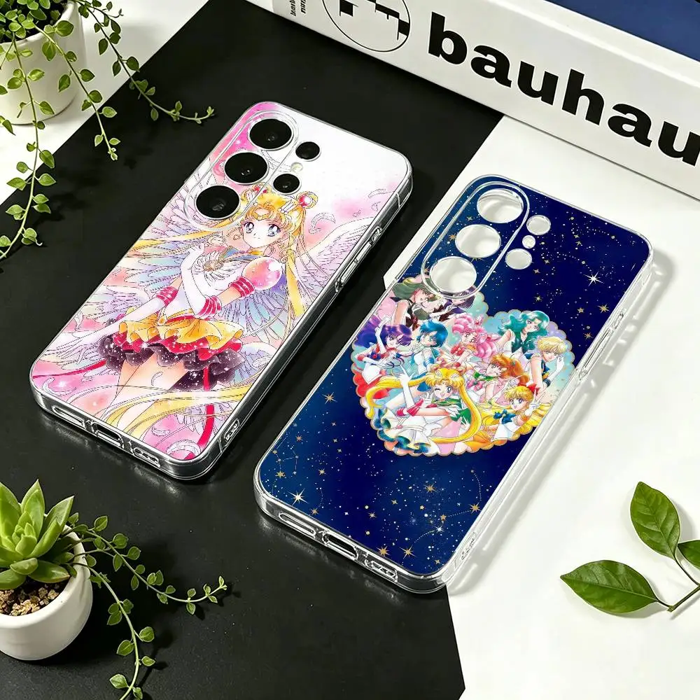 S-Sailor M-Moons   Phone Case For Samsung S21 S20 Ultra Plus FE S10 Transparent Silicone Phone Cover