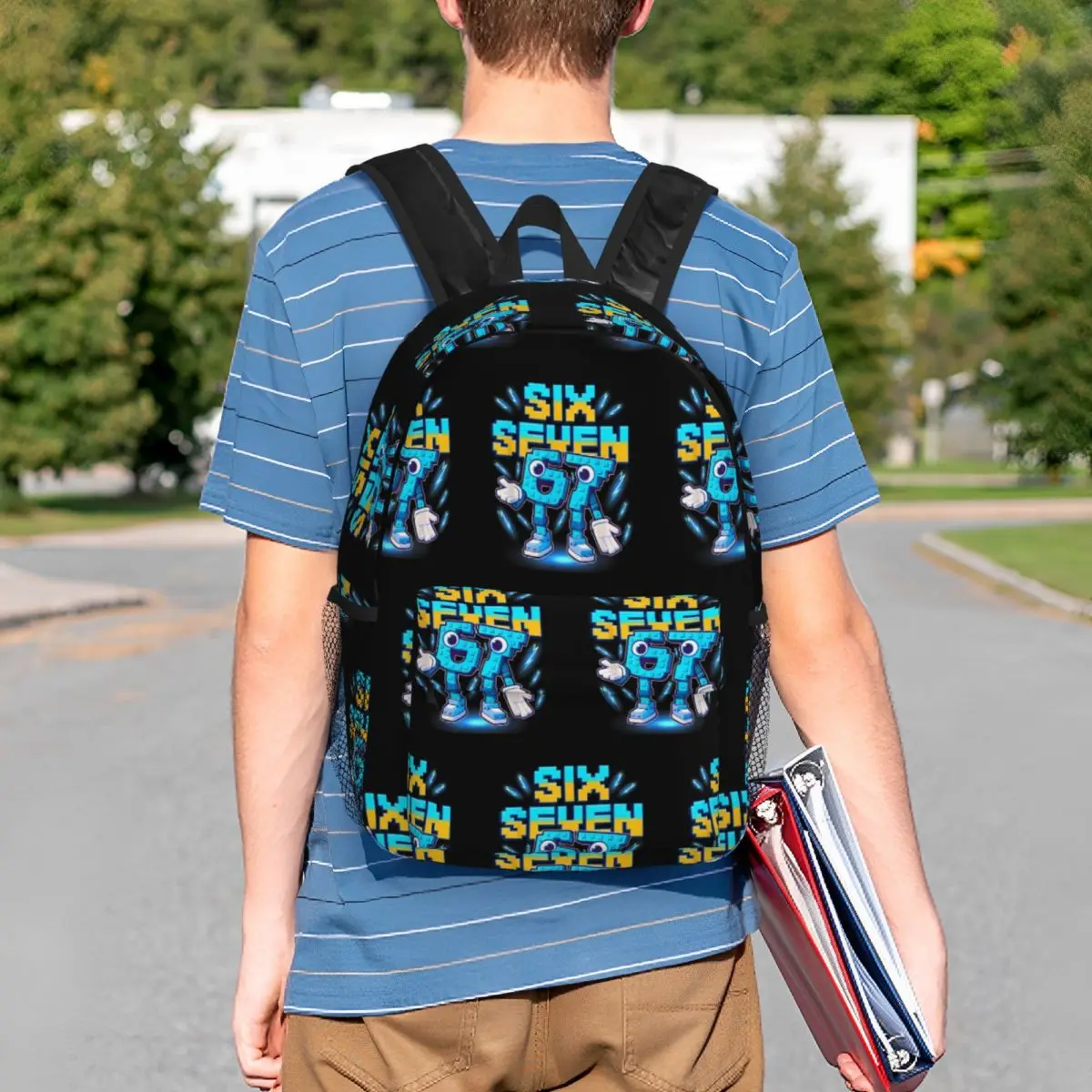 Number 67 Building Blocks Print Backpack Student Boys Girls BookBag Men Women School Bag Laptop Shoulder Bags