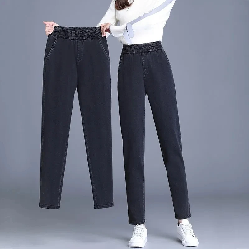 

Clothes 5XL Women's Winter Elastic High Waist Skinny Jeans Fashion Casual Women Black Blue Mom Jeans Skinny Stretch Denim Pants