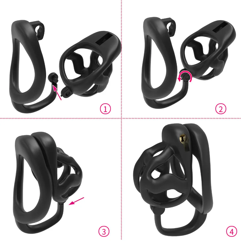 ذكر القضيب العفة قفص مجموعة صغيرة الطيور العفة قفص مع 3 حجم خواتم حزام القضيب قفل حلقة عبودية الرقيق رجل لعبة الجنس #5