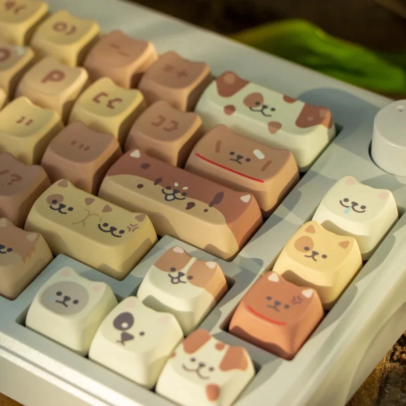 Imagem -03 - Brown Corgi Mao Animal Dog Keycap Cão Animal Bonito Faça Você Mesmo Teclado Mecânico Especial-shaped Cabeça de Gato Keycap