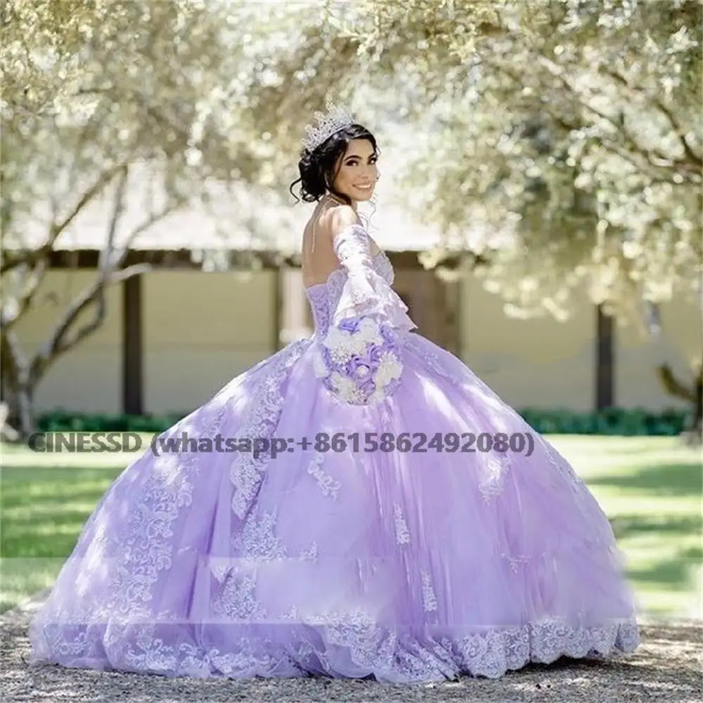 فساتين Quinceanera الأرجواني ، ثوب الكرة ، حفلة موسيقية رسمية برباط الأميرة ، حلوة 15 ، 16 فساتين عيد ميلاد