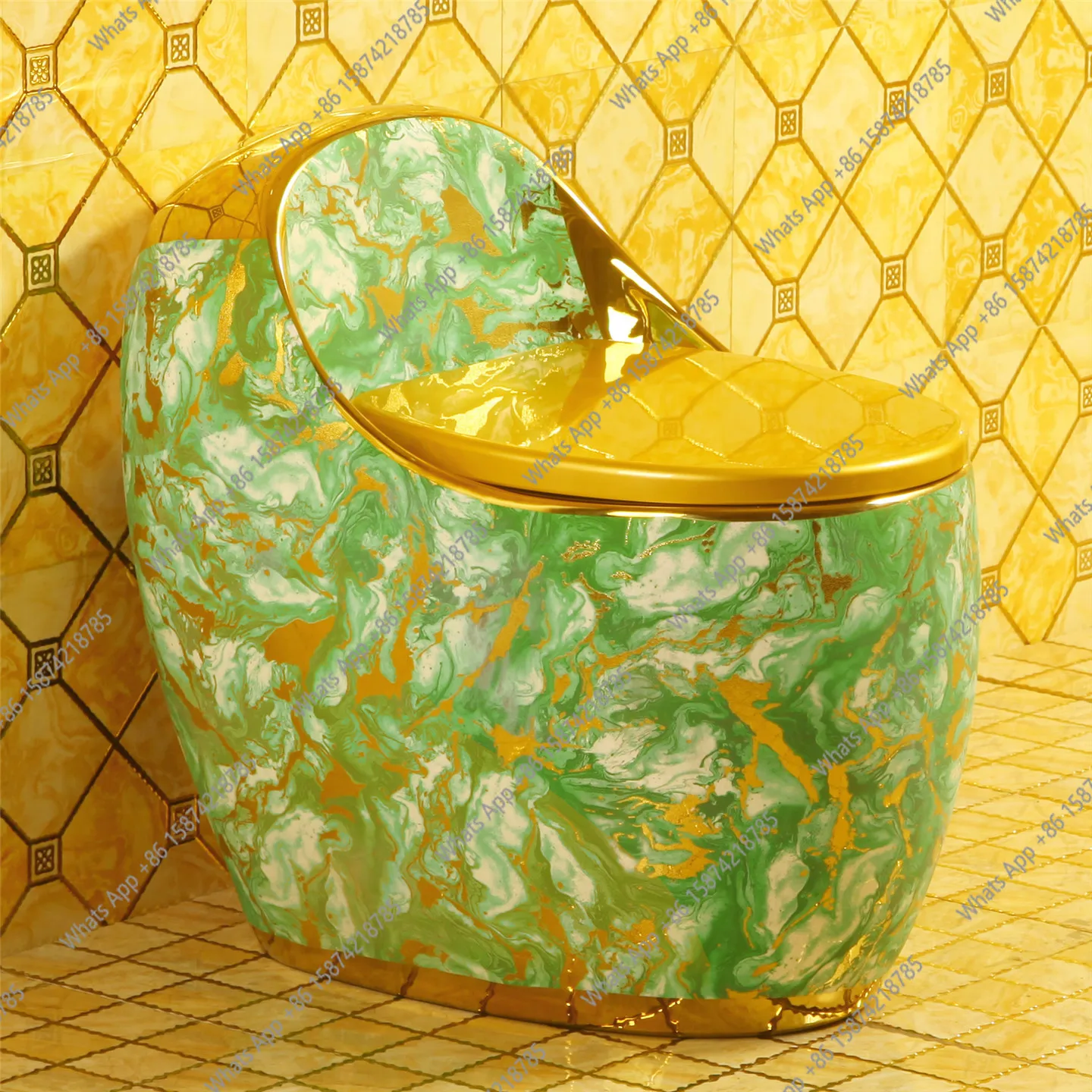 

Household creative egg-shaped golden toilet anti-blocking large pipe deodorant anti-freezing crack siphon toilet