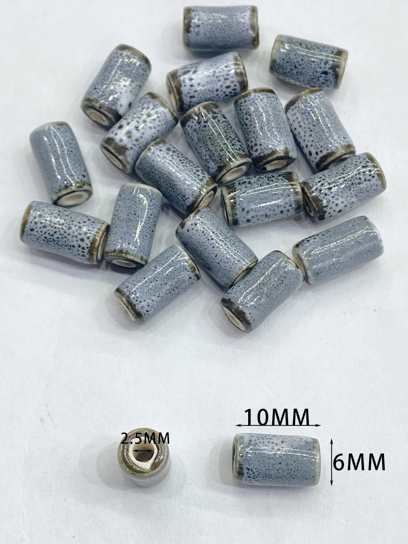 10Pcs 10*9MM Ceramic Cylinder Spacer Loose Beads for Jewelry Bracelet Necklace Accessories DIY