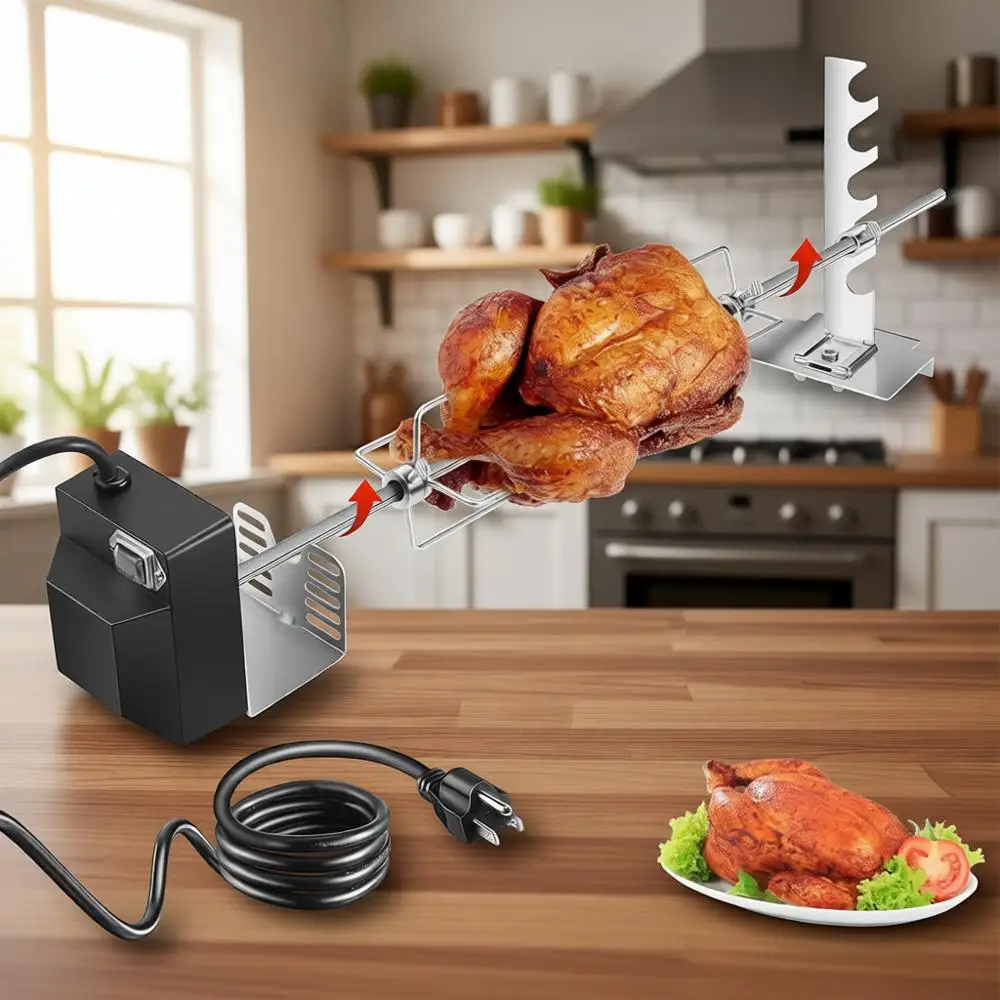 

Автоматический вращающийся гриль-набор для барбекю - сертифицирован UL, двигатель 120В 4Вт, 28 шампуров, 2 вилки, держатели для приготовления на открытом воздухе