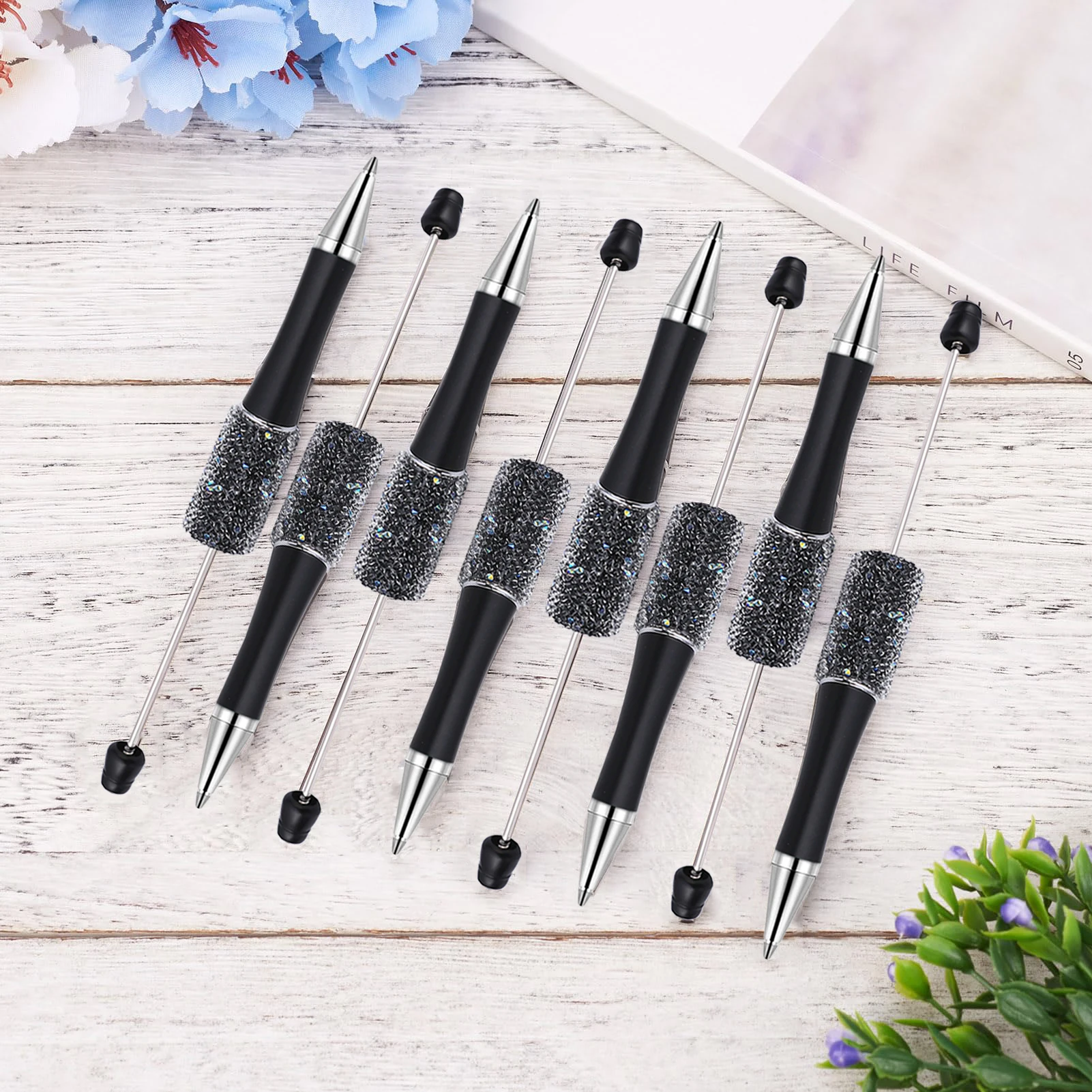 30PCS Black Full Star Beaded Pen Creative DIY Handmade Sticker Set Diamond Beaded Ballpoint Pens Advertising Gift Pen