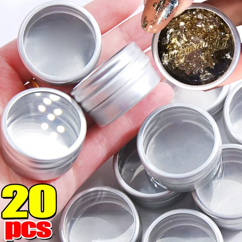 

1-20 шт. алюминиевые круглые бутылки, прозрачная крышка для бусин, инструменты для дизайна ногтей, коробки для хранения ювелирных изделий, контейнеры для образцов с завинчивающейся крышкой, коробки