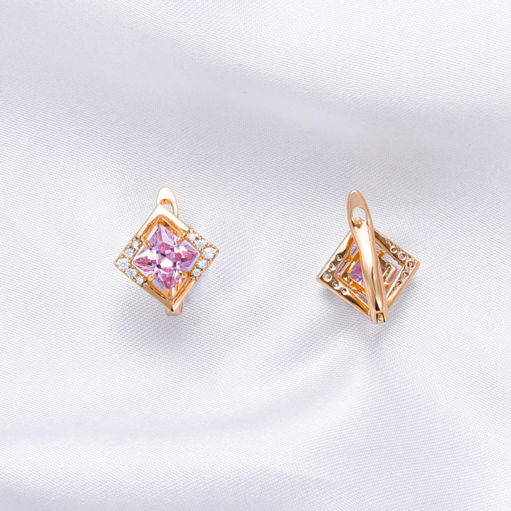 أقراط على شكل ورقة الزركون الطبيعي للنساء فضية 585 إكسسوارات مجوهرات الزفاف الذهبية الوردية #4