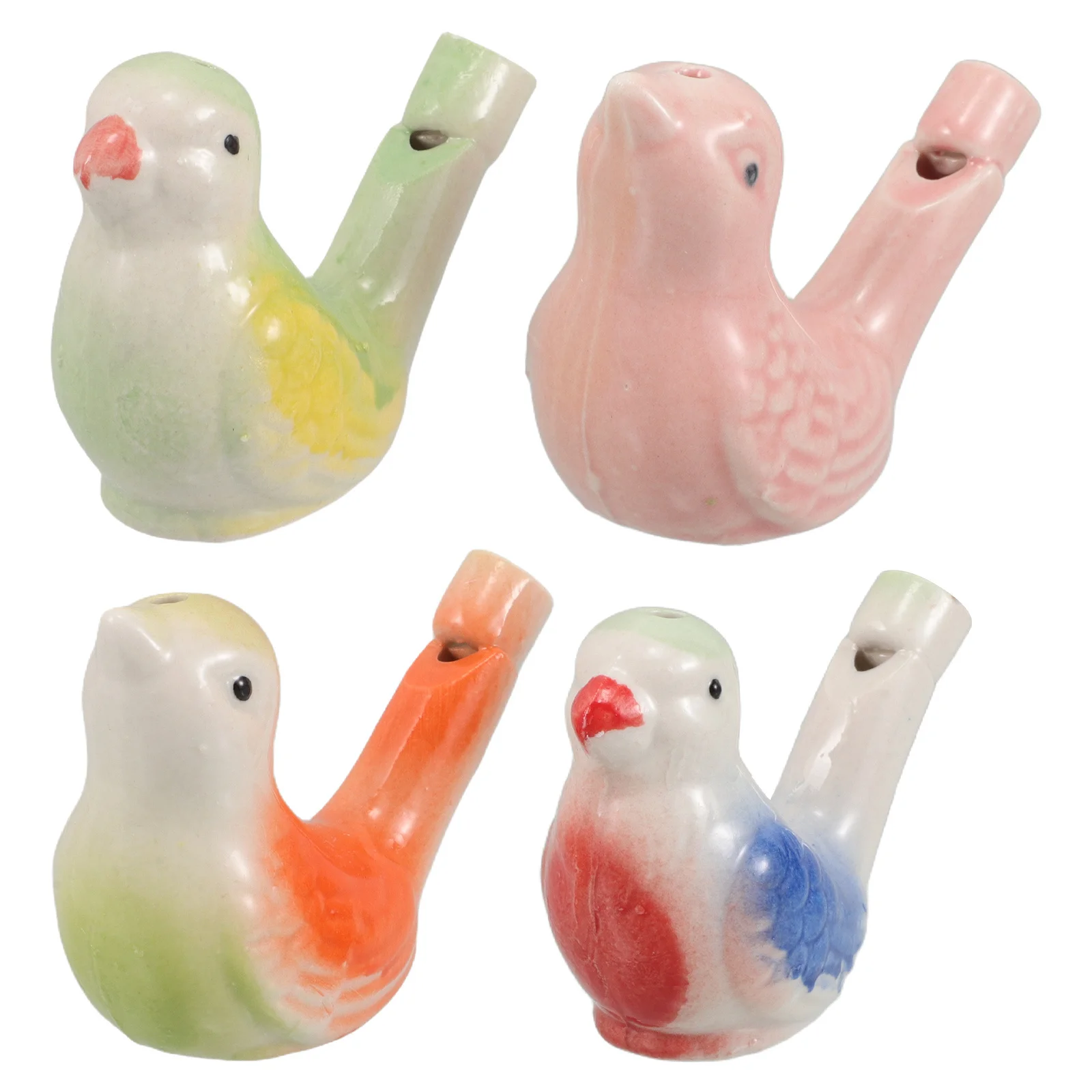 Sifflets d'urgence de sécurité pour appel d'oiseaux en céramique, 4 pièces, sifflets d'eau colorés portables pour enfants et adultes, Camping en plein air et randonnée