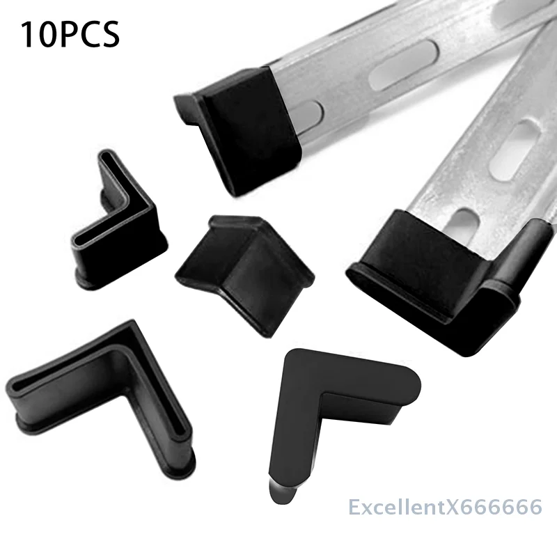

10-Piece L-Shaped Non-Slip Rubber Base Foot Pads, Iron Bed Foot Cover & Slotted Angle Bar Protector, Triangle Shelf Feet