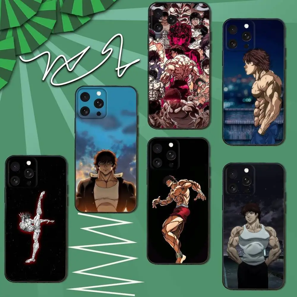 

B-BakiS Hanma Anime Phone Case For iPhone 12,13,14,11,12,17,16,15,Plus,Pro Max,XS,X,XR,SE,Mini,Soft Silicone Black Cover