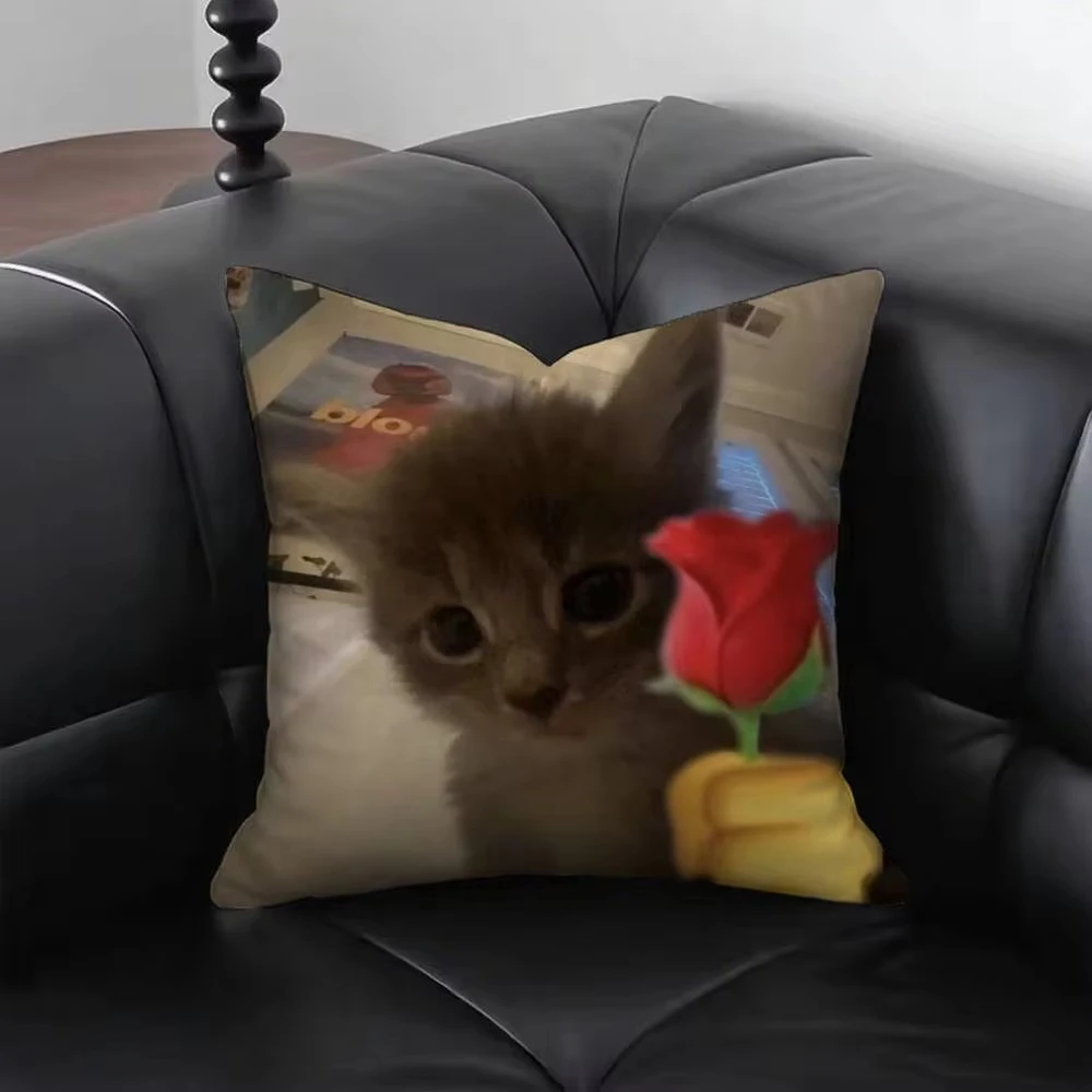 مضحك القط M-Meme وسادة غطاء الرموز التعبيرية طباعة كيس وسادة تصميم مجردة ديكور المنزل لغرفة المعيشة أريكة غرفة نوم