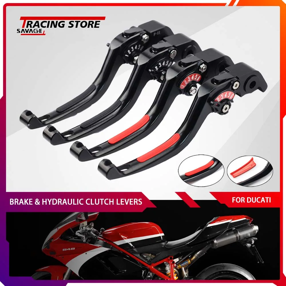 Handle Brake Hydraulic Clutch Levers For DUCATI 749 999 1098 1198 S R 848 EVO S4RS Non-Slip CNC Adjustable Extendable Handlebar