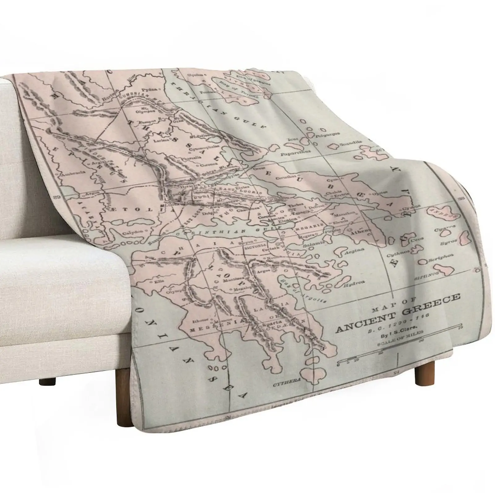 Ancient Greece Map (1901) Throw Blanket Soft Big Plush valentine gift ideas Furrys Soft Sofa Throw Blankets