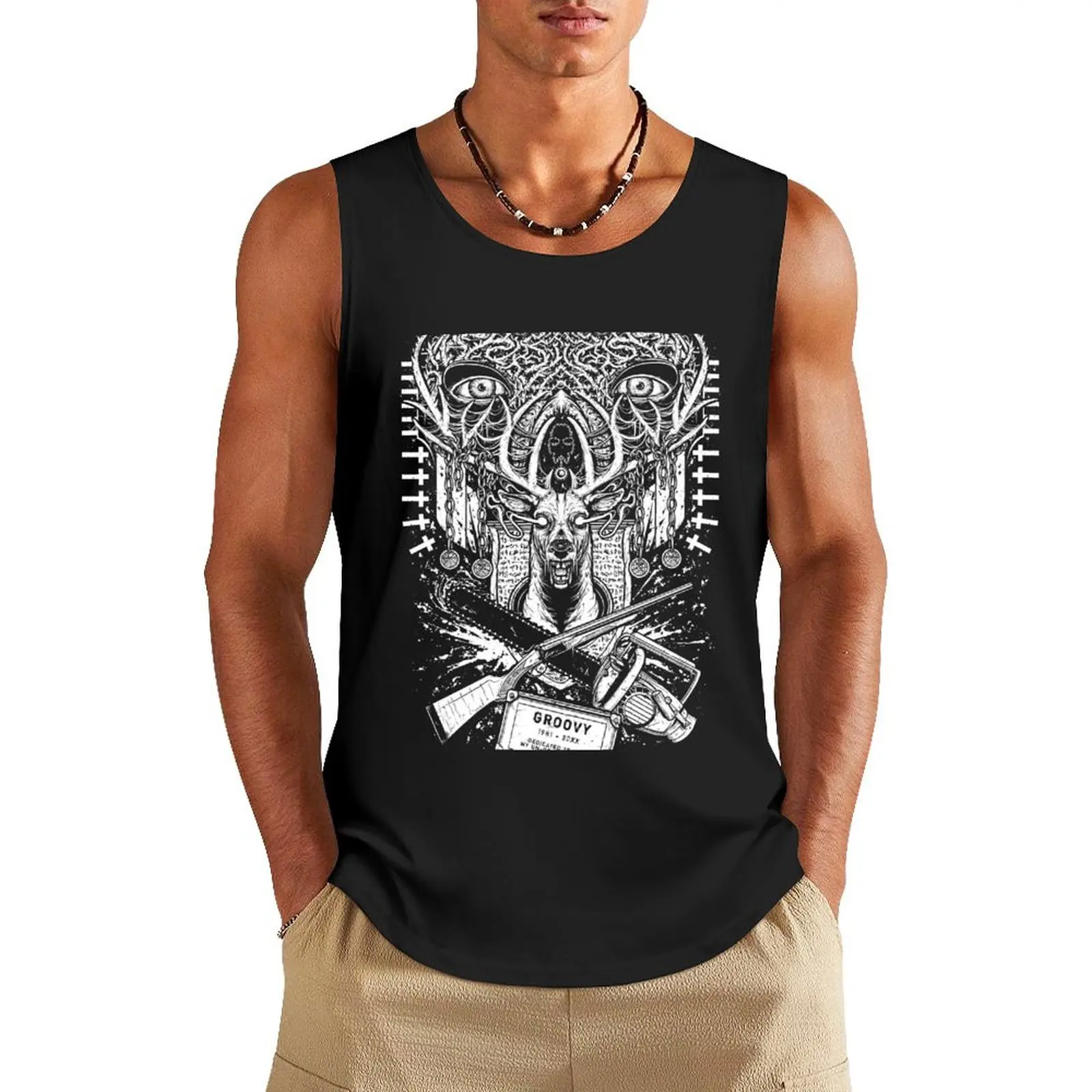 

Evil Dead - Groovy T-shirt - Ash Tank Top bodybuilding Men sleeveless tee