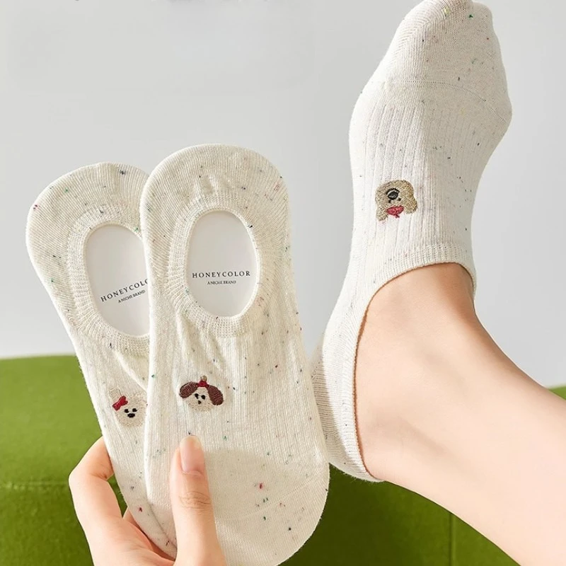 Women's Summer Thin Non-slip No-show Socks Ins Trendy Japanese Style Cute Animal Pattern Spot Yarn Kawaii Casual Low-Cut Socks view 2