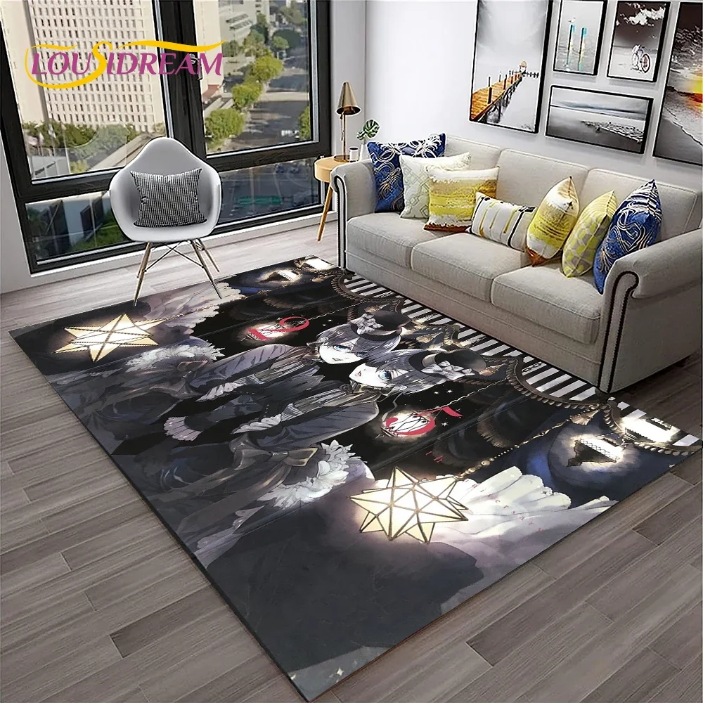 

Мультфильм Черный дворецкий аниме 3D ковер для дома, гостиной, спальни, дивана, коврик для двери, декор, детский игровой коврик, нескользящий напольный коврик