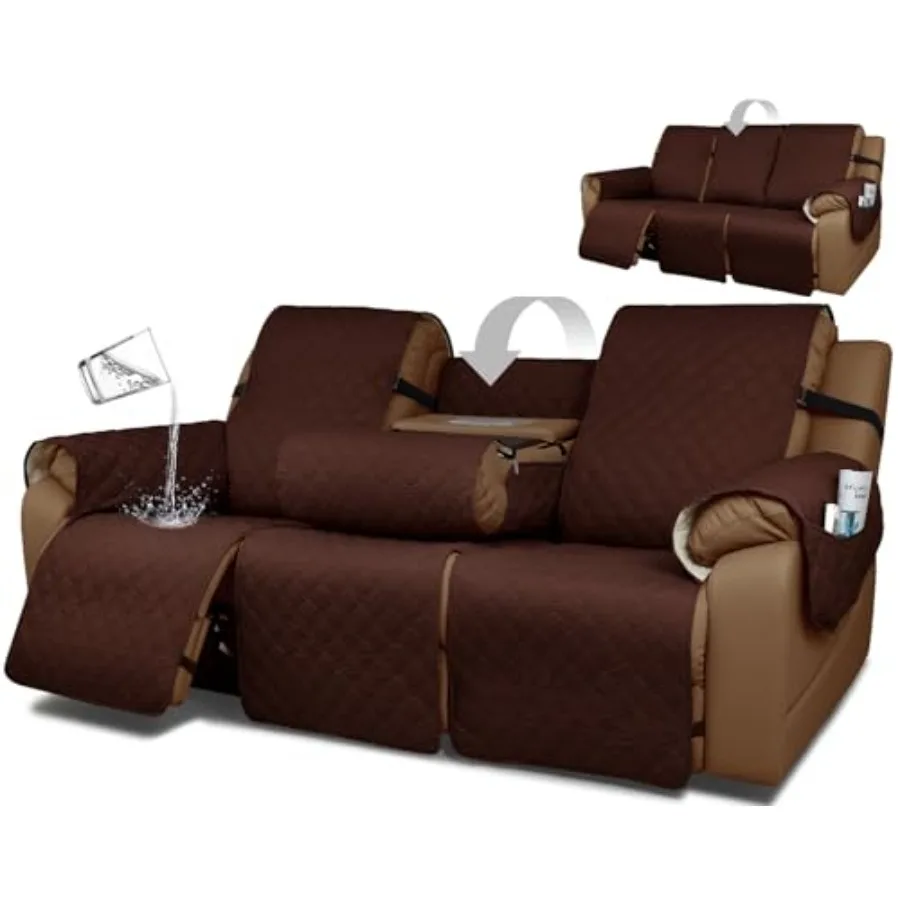 

Waterproof Recliner Sofa Covers with Flipped Middle Backrest Washable Recliner Couch Covers Non-Slip with Elastic Straps Furnit