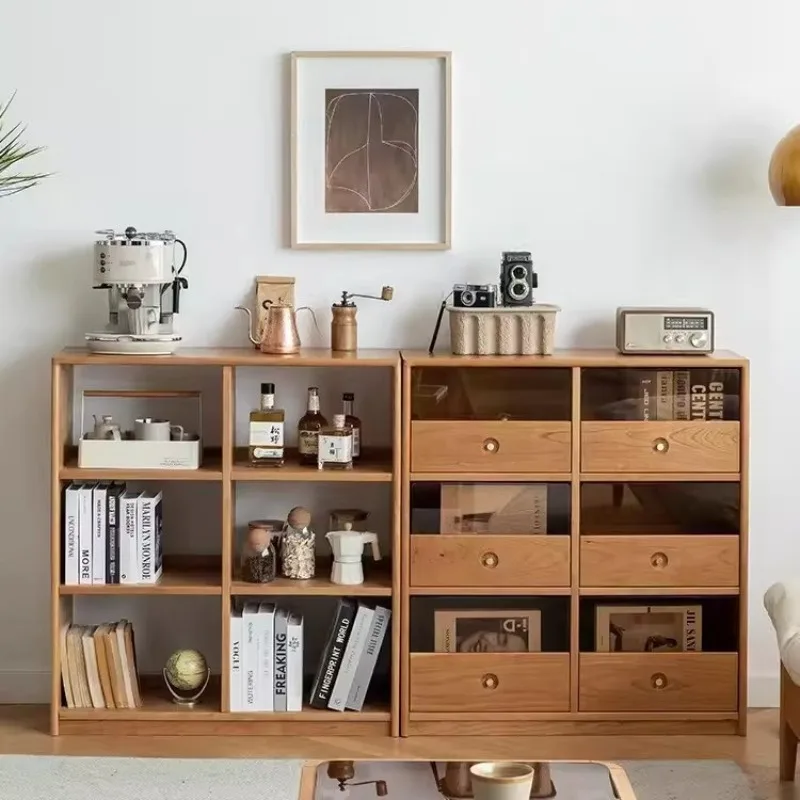 Solid wood bookcase module cabinet combination, storage floor display cabinet