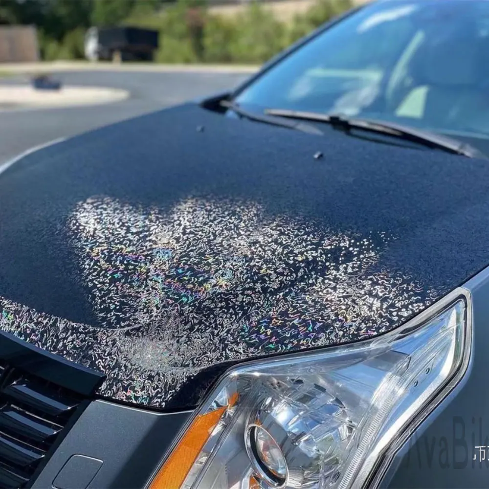 Pegatina de fibra de carbono con textura de fantasma para capó de motor de coche, cubierta de película de vinilo envolvente, tuneado automático, arcoíris