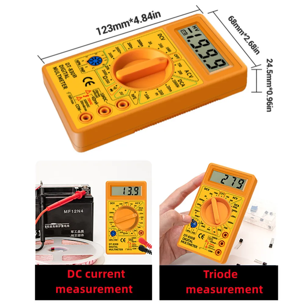 DT830B AC/DC Цифровой мультиметр с ЖК-дисплеем 750/1000 В Вольтметр Амперметр Омметр тестер высокой безопасности Ручной цифровой мультиметр