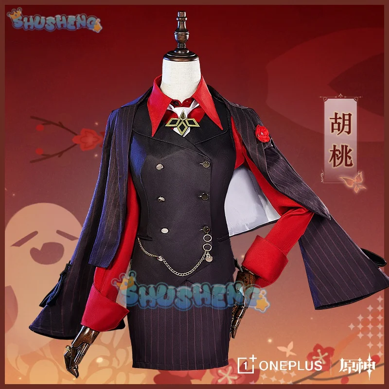 

Genshin Impact Hutao Cosplay Costume ONEPLUS Collaboration Uniform Chinese Style for Women