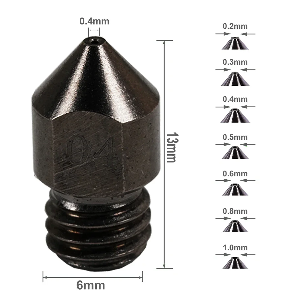 2/5/10PCS MK8 Düsen aus gehärtetem Stahl 0,2 0,4 0,6 0,8 1,0mm M6 Gewinde 1,75 MM Filament für 3D-Drucker Hotend CR10 Ender3 – Detail 7