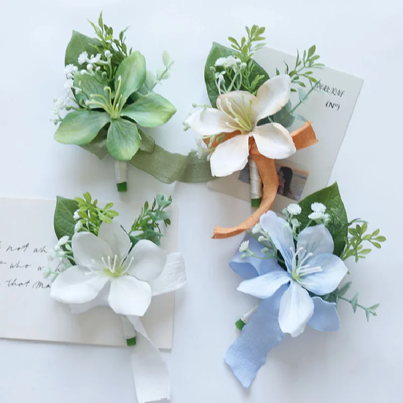 Corsage de pulso de casamento e boutonniere 2440 Celebração de negócios suprimentos de casamento estúdio fotográfico adereços roxo escuro