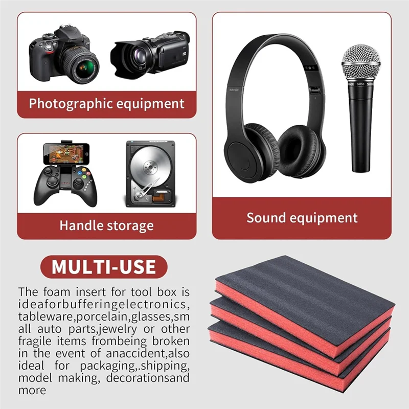 AT05-Drawer Thick Tool Liner Kit 16X12x1.5 Inch Cuttable Polyurethane Craft Foam Pads Tool Box Organizer Shadow-Foam Insert