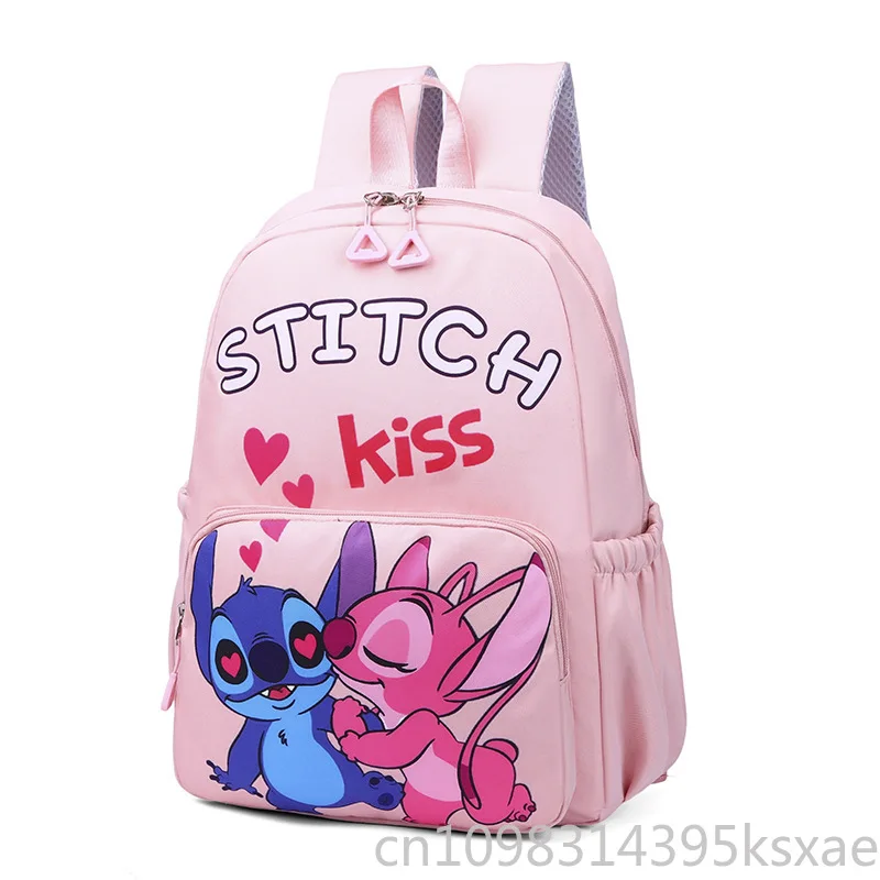 Disney Stitch Kawaii School Backpack for Student Large Capacity Nylon Cute School Bag Breathable Lightweight Durable Waterproof