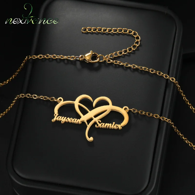 Nextvance Custom Name Infinity Heart Shape Necklace For Women Personalized Stainless Steel Couple Jewelry Valentine's Day Gifts