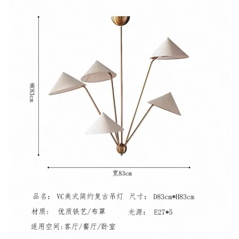 American all-copper simple retro dining living bedroom study chandelier, villa designer recommended chandelier cross-border 6