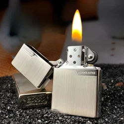 ZORRO Original Copper Metal Outdoor Lighter Plate Gold Brushed Pure Copper Windproof Kerosene Lighter Narrow Machine Men's Cool