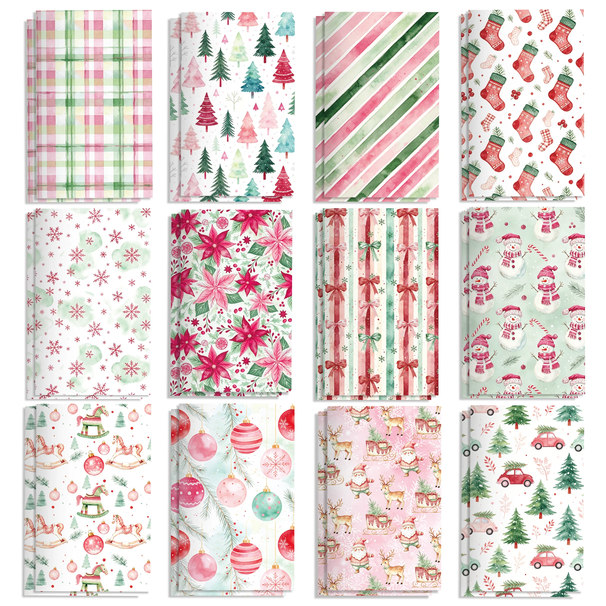 12/24/36pcs Xmas Tree Mini Pocket Notebooks Winter Christmas Santa Snowflake Pattern Small Memo Notepads School Writing Supplies
