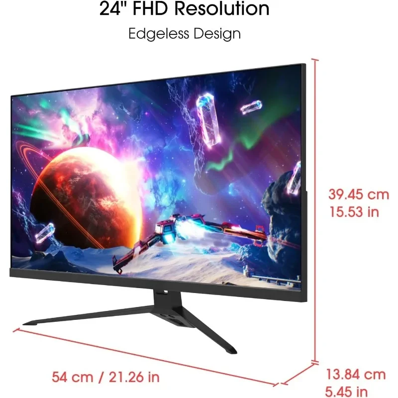 Игровой монитор POPULARPOPULAR24 дюйма IPS, 165 Гц, 144 Гц, Full HD (1920 x 1080) FreeSync Eye Care FPS RTS DisplayPort Встроенные колонки