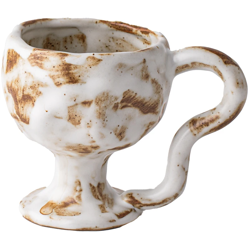 

*Japanese coarse pottery goblet retro coffee cup dessert cup creative mug